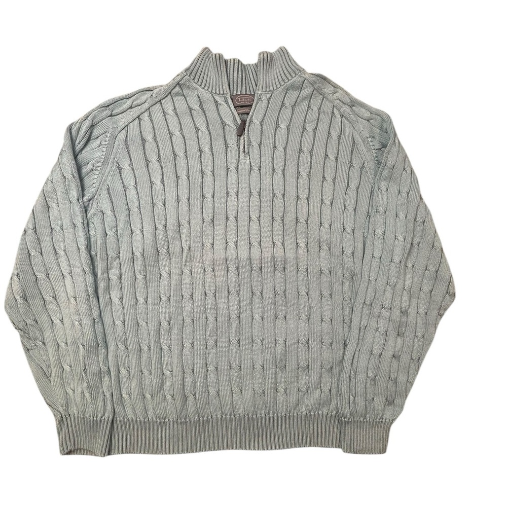 Talbot’s Men’s Mercerized‎ Pima Cotton Aqua Cable Knit Sweater XL Grandpacore